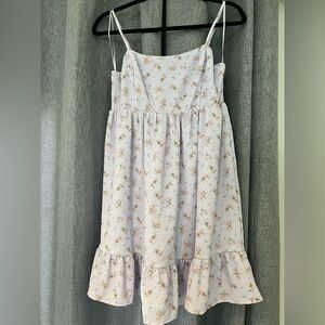 All in Favor Lavender Floral Sundress with Ruffle Hem